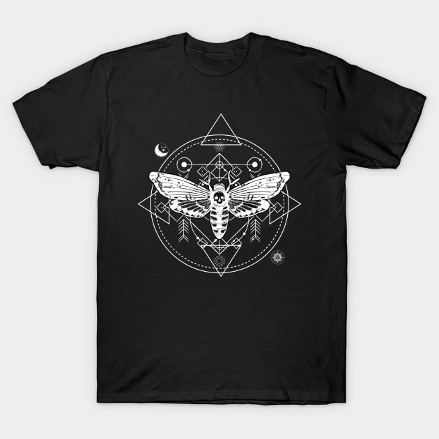 Vintage Occult Skull Moth Occult Fashion Goth T-Shirt by wbdesignz